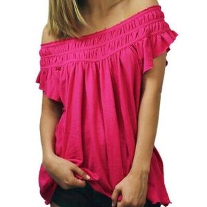 Free People coconut gathered ruffle pink top Small
